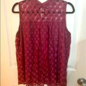 EUC - polka dot, sheer overlay top